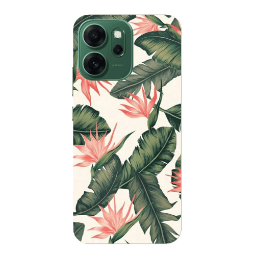 Oppo 14 F Green Laves Transparent Silicone TPU Θήκη